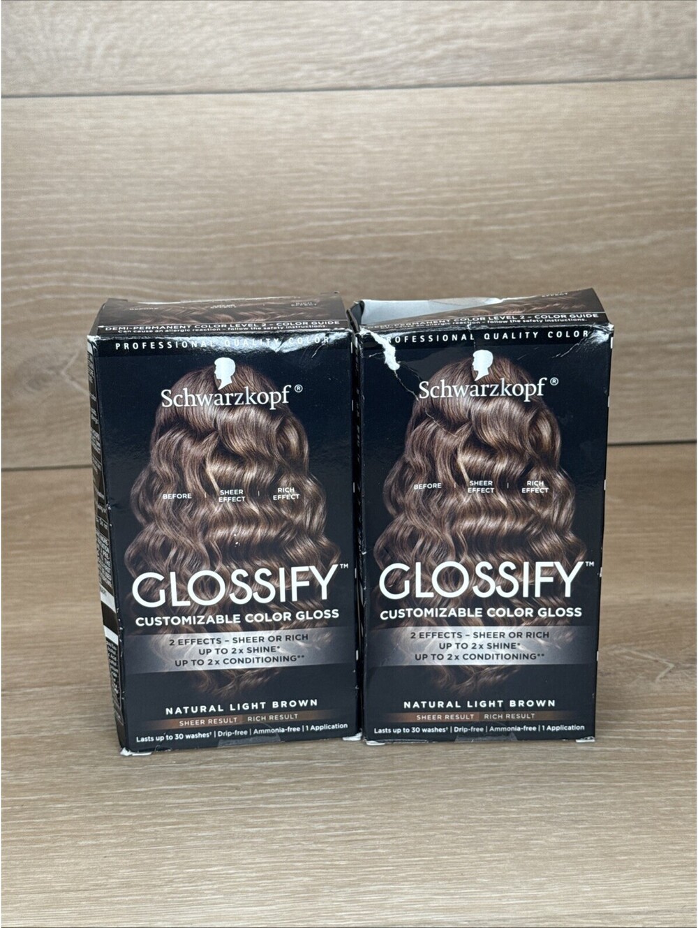 2 Schwarzkopf Glossify Customizable Color Gloss Natural Light Brown - NOS